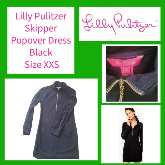 Lilly Pulitzer Skipper Popover Black Dress - Picture 1 of 5